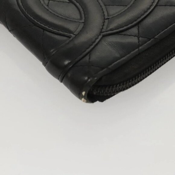 CHANEL Cambon Line Long Wallet Leather Black CC Auth - Picture 9 of 16